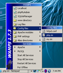 open php.ini in wamp